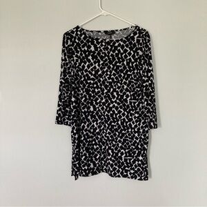 Alfani Black & White Geometric Print Tunic Top